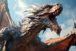 um dragão com dentes afiados