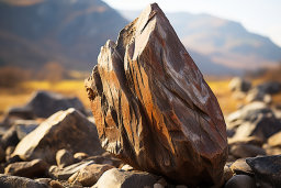 a large rock on a rocky surface