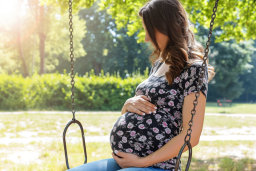 Pregnant Woman Sitting on Swing