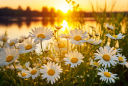 Daisy Flowers at Sunset