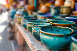 Colorful Ceramic Bowls at Market