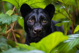 une panthère noire dans la jungle