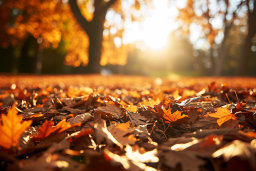 Autumn Leaves on Sunlit Ground