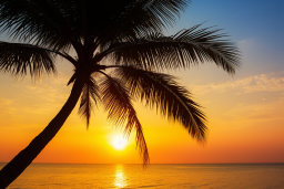 Tropical Sunset with Palm Tree