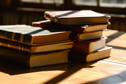 Stack of Old Books in Warm Light