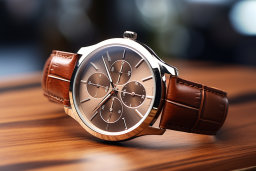 Elegant Wristwatch on Wooden Surface