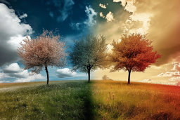 Seasonal Trees Representing Four Seasons