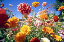 Vibrant Garden of Mixed Flowers