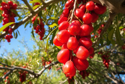 Cluster of Red Cornelian Cherries