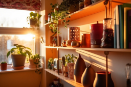 un estante con plantas