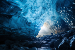una cueva con rocas y hielo
