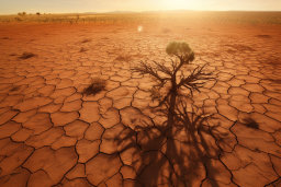 a tree growing in a dry desert