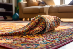 Un tapis enroulé sur un tapis