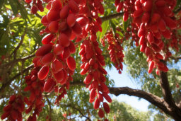 Clusters of Red Berries on Tree