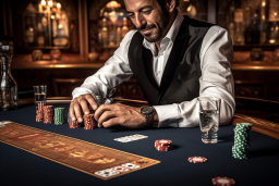 Un homme jouant du poker à une table