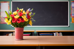Bouquet of Flowers in Classroom
