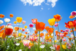 a field of colorful flowers
