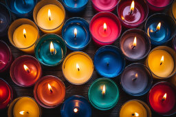 un groupe de bougies colorées