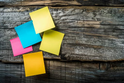 Colorful Sticky Notes on Wooden Background