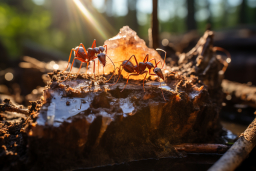 un groupe de fourmis sur un rocher