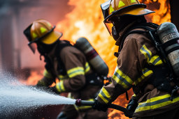a firemen spraying water on a fire