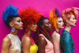 Un gruppo di donne con capelli colorati