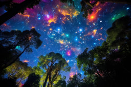 Cosmic Night Sky Above the Forest