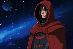 a cartoon of a man in a red cape
