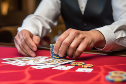 a person playing poker with cards and chips