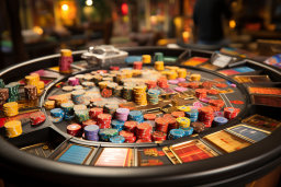 a close up of a casino table