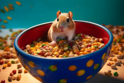 une souris dans un bol de haricots