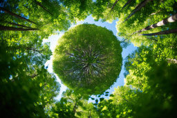 Forest Canopy View with Fisheye Lens Effect