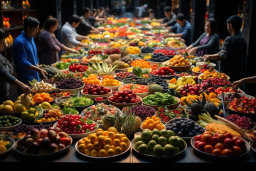 une grande table pleine de fruits