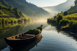 a boat on a river