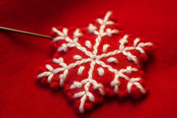 Red Snowflake Embroidery on Cloth