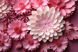 Un groupe de fleurs en papier rose