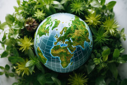 un globe avec une carte du monde