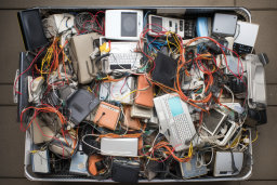 Overflowing Bin of Electronic Waste