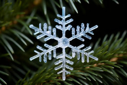 Artificial Snowflake Decoration on Pine Needles