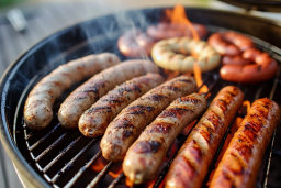 Sausages Grilling on a Barbecue