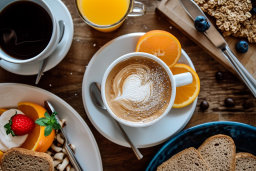 Cozy Breakfast Spread with Coffee and Juice