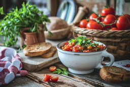 Rustic Tomato Chickpea Stew with Bread
