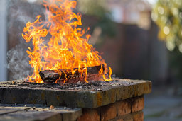 Outdoor Fire on Brick Structure