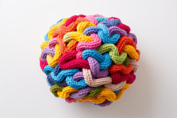 Une boule tricotée colorée