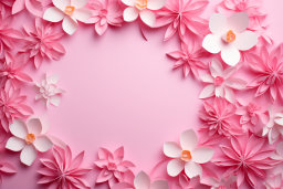Une fleurs en papier rose et blanc