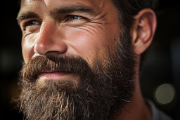 a close up of a man with a beard