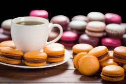 Assorted Macarons with Coffee