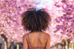 Woman Against Cherry Blossom Background