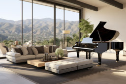 Modern Living Room with Grand Piano