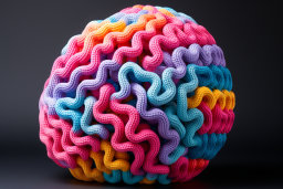 Une boule tricotée colorée